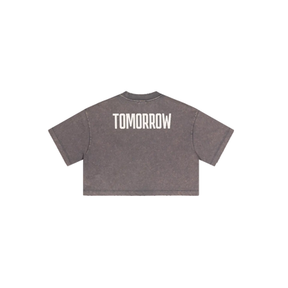 230GSM Women’s Cool-Touch Cropped High-Street Color Retro Snow-Wash T-shirt Raspberry Purple