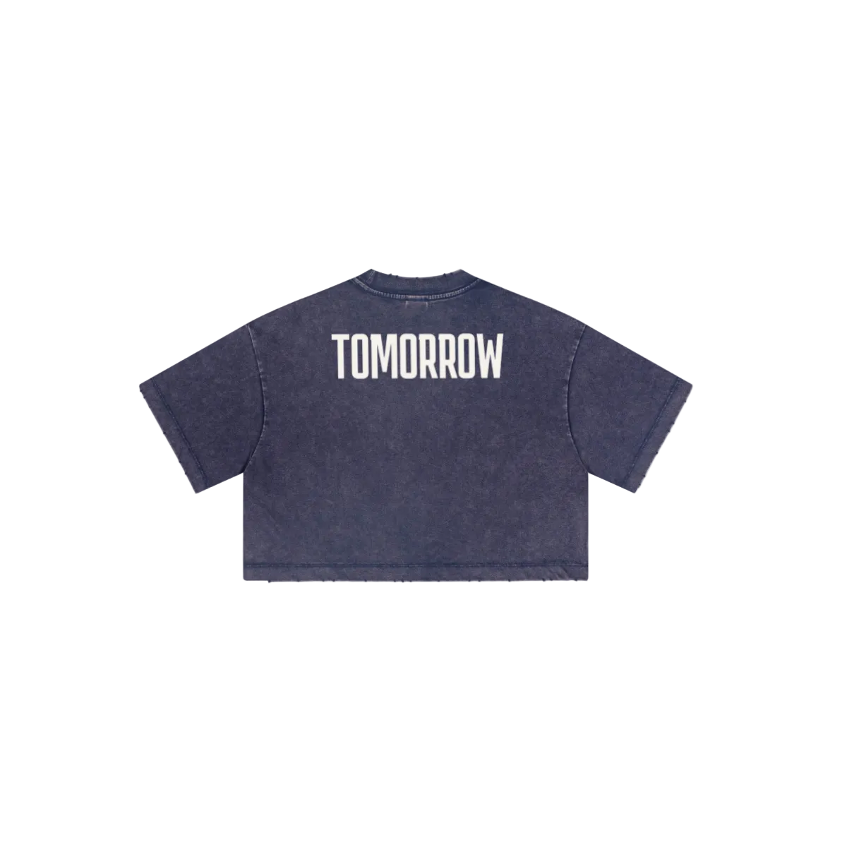 230GSM Women’s Cool-Touch Cropped High-Street Color Retro Snow-Wash T-shirt Royal Blue