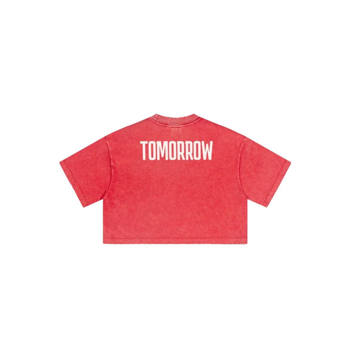230GSM Women’s Cool-Touch Cropped High-Street Color Retro Snow-Wash T-shirt Red