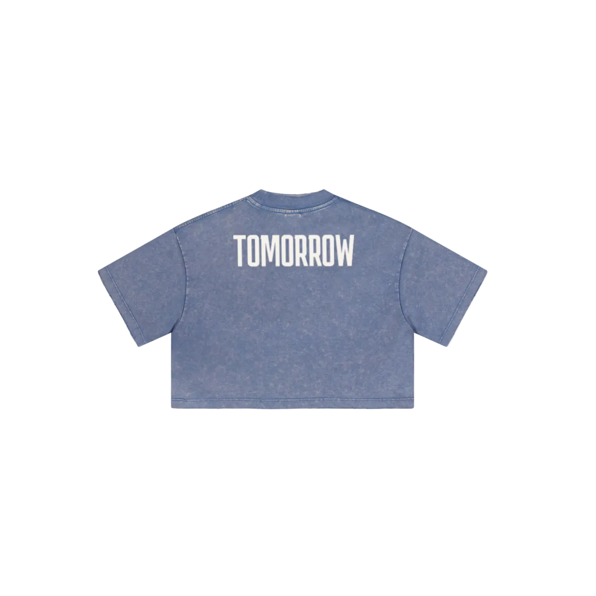 230GSM Women’s Cool-Touch Cropped High-Street Color Retro Snow-Wash T-shirt Washed Blue