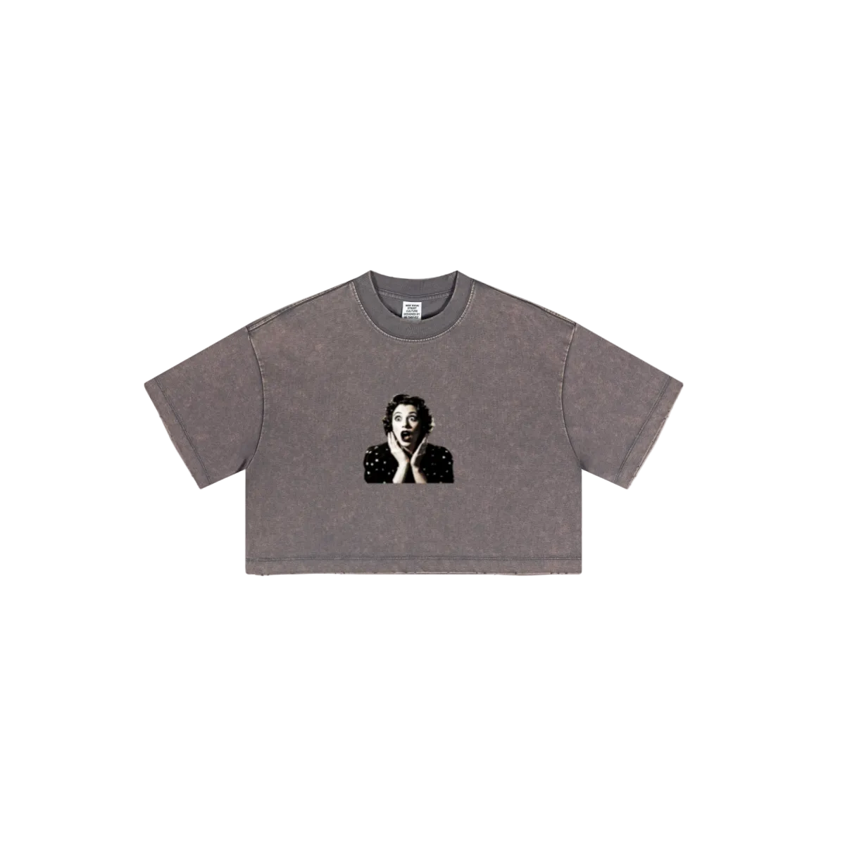 230GSM Women’s Cool-Touch Cropped High-Street Color Retro Snow-Wash T-shirt Raspberry Purple