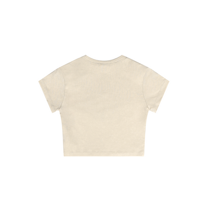 235GSM Women's Washed Stretch Cotton Slim T-shirt Vintage Beige