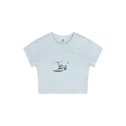 235GSM Women's Washed Stretch Cotton Slim T-shirt Sky Blue